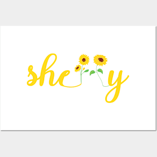 Shelly Name With Sunflowers Posters and Art